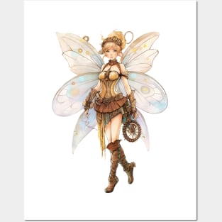 Watercolor Steampunk Fairy Girl #7 Posters and Art